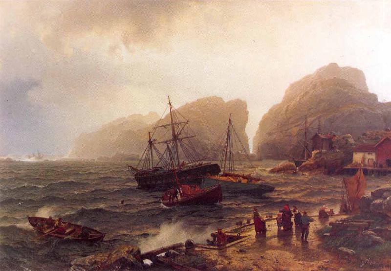 Hans Gude Ved Norskekysten Norge oil painting art